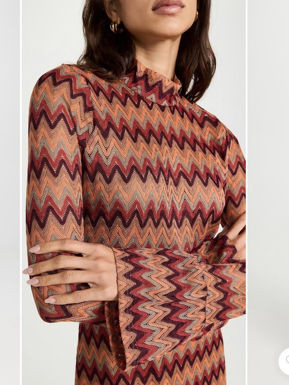 En Saison Long Sleeve Chevron Maxi Dress